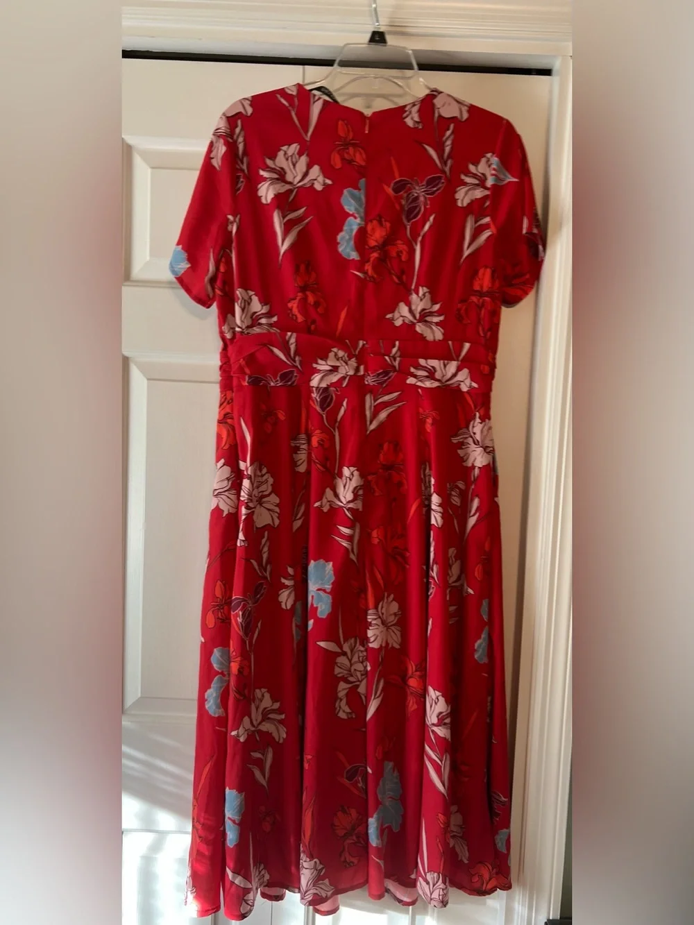 Red Floral Botanical Long Midi Dress Back Zipper eShakti Garden Party EUC #2748